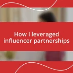 How I leveraged influencer partnerships