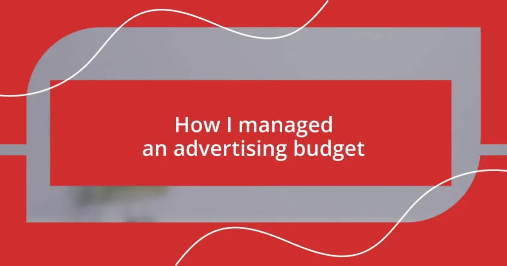 How I managed an advertising budget