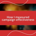 How I measured campaign effectiveness