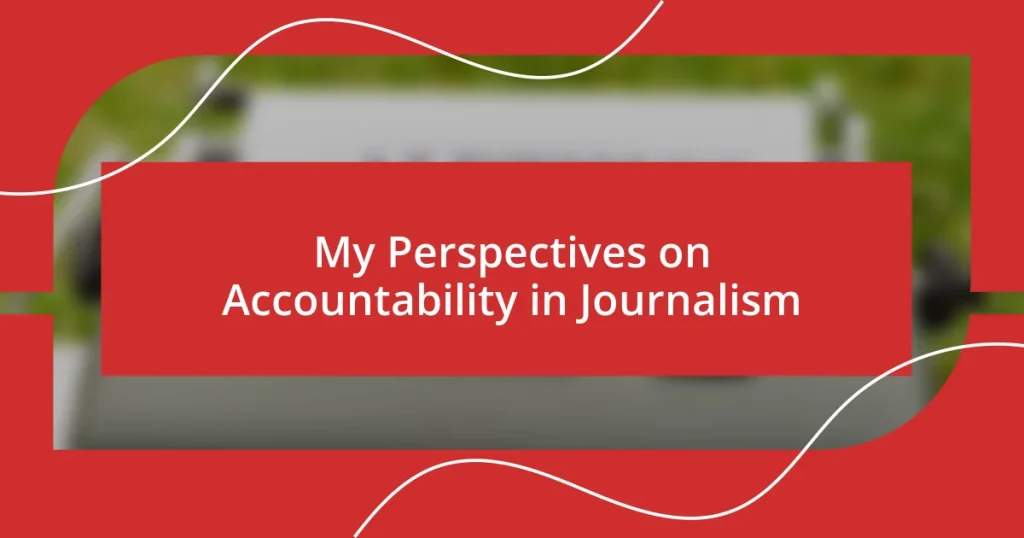 My Perspectives on Accountability in Journalism