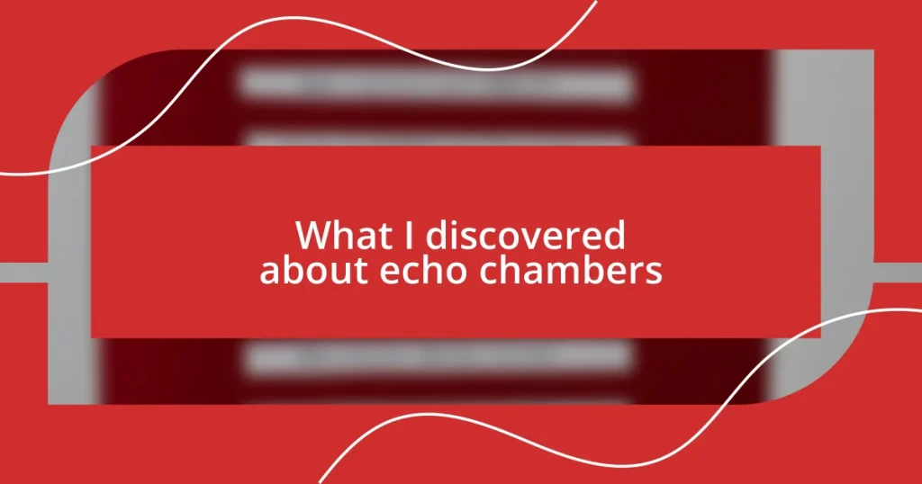 What I discovered about echo chambers